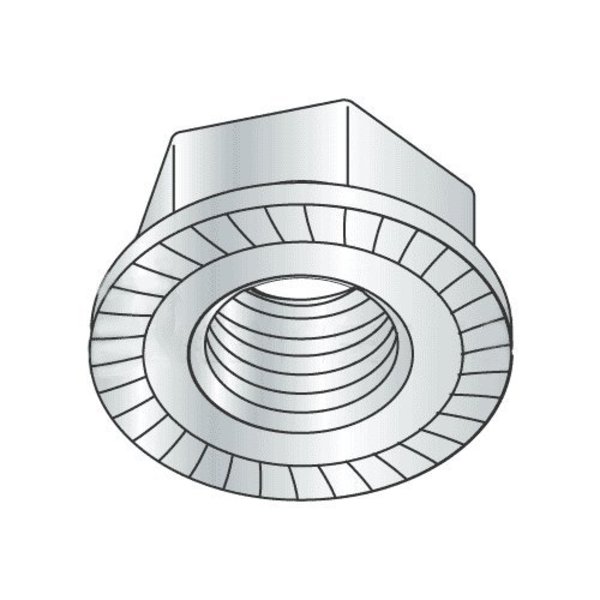 Newport Fasteners Serrated Lock Nut, 1/4"-20, Steel, Zinc Plated, 0.14 in Ht, 3500 PK 369298-BR-3500